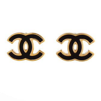 Chanel CC Stud Earrings Metal with Enamel