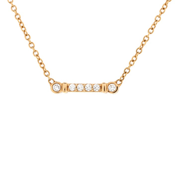 Tiffany & Co. Fleur de Lis Key Bar Pendant Necklace 18K Yellow Gold with Diamonds