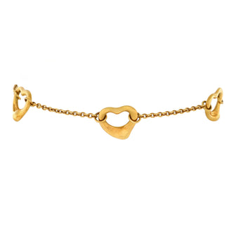 Tiffany & Co. Elsa Peretti Open Heart 5 Charm Bracelet 18K Yellow Gold