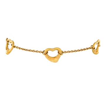 Tiffany & Co. Elsa Peretti Open Heart 5 Charm Bracelet 18K Yellow Gold