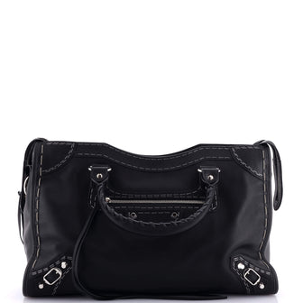 Balenciaga City Topstitch Classic Studs Bag Leather Medium