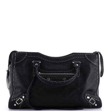Balenciaga City Topstitch Classic Studs Bag Leather Medium
