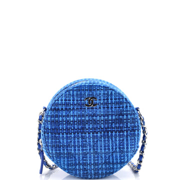 Chanel Round Clutch with Chain Quilted Tweed Mini