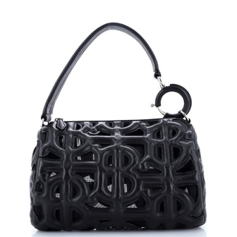 Burberry Rhombi Shoulder Bag Laser Cut Leather and Mesh Small