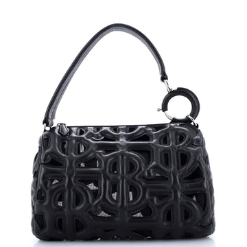 Burberry Rhombi Shoulder Bag Laser Cut Leather and Mesh Small