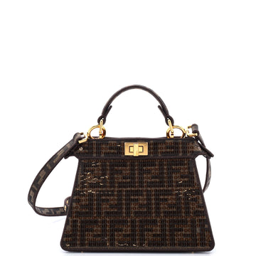 Fendi Peekaboo ISeeU Bag Sequin Embellished Zucca Canvas Petite