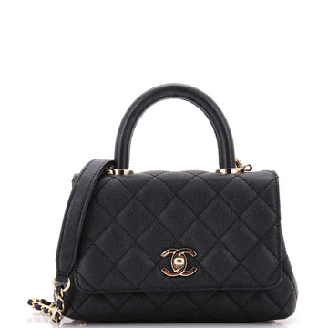 Chanel Coco Top Handle Bag Quilted Caviar Extra Mini