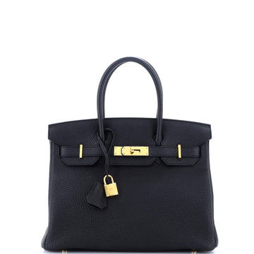 Hermes Birkin Handbag Black Togo with Gold Hardware 30