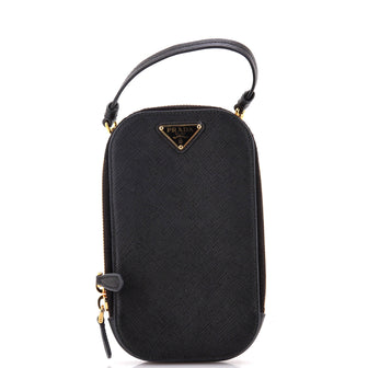 Prada Zip Phone Holder Crossbody Bag Saffiano Leather