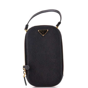 Prada Zip Phone Holder Crossbody Bag Saffiano Leather
