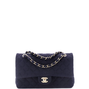 Chanel Bicolor Classic Double Flap Bag Quilted Jersey Medium