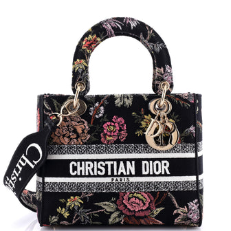 Christian Dior Lady D-Lite Bag Embroidered Canvas Medium