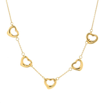 Tiffany & Co. Elsa Peretti 5 Motifs Open Heart Necklace 18K Yellow Gold