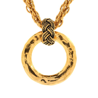 Chanel Vintage Double Strand Circle Pendant Necklace Metal