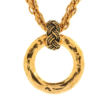 Chanel Vintage Double Strand Circle Pendant Necklace Metal