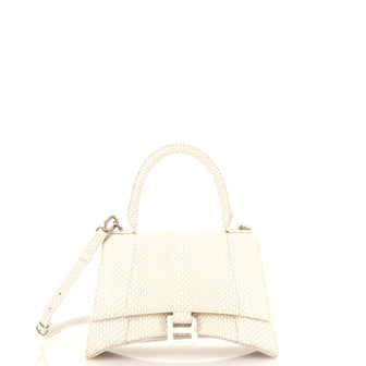 Balenciaga Hourglass Top Handle Bag Snakeskin Embossed Leather Small