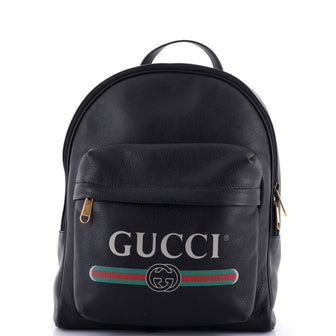 Gucci Logo Front Pocket Backpack Printed Leather