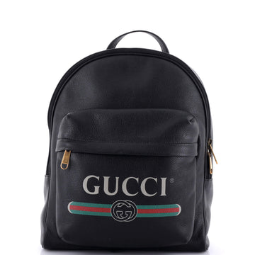 Gucci Logo Front Pocket Backpack Printed Leather