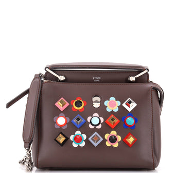 Fendi Flowerland DotCom Convertible Satchel Embellished Leather Medium