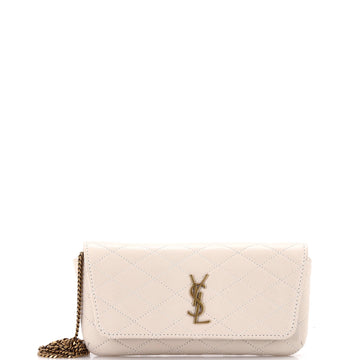 Saint Laurent Gaby Phone Holder Shoulder Bag Quilted Leather