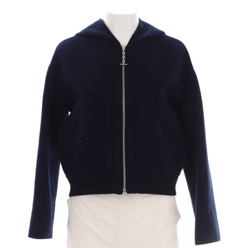 Hermes Women's Two Pocket Reversible Hooded Zip Jacket Printed Wool