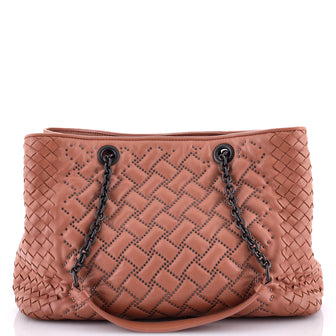 Bottega Veneta Double Chain Tote Studded Leather with Intrecciato Detail Medium