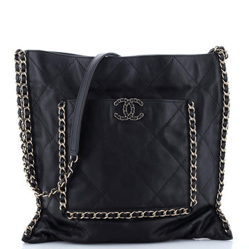 Chanel Flat Shopping Bag Quilted Calfskin Medium