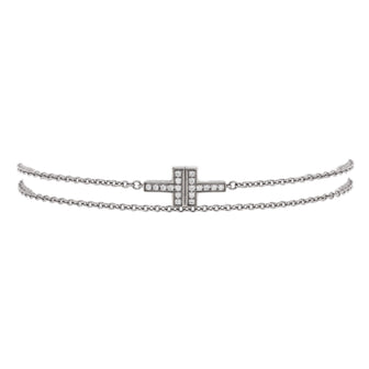 Tiffany & Co. T Double Chain Bracelet 18K White Gold and Diamonds Small