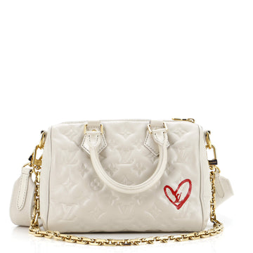 Louis Vuitton Speedy Bandouliere Bag Limited Edition Fall in Love Monogram Embossed Lambskin 22