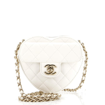 Chanel CC in Love Heart Clutch with Chain Quilted Lambskin