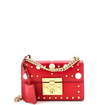 Gucci Pearly Padlock Shoulder Bag Studded Leather Small