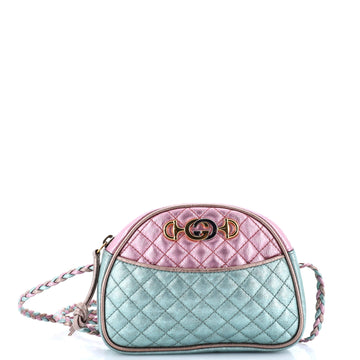 Gucci Trapuntata Camera Shoulder Bag Quilted Laminated Leather Mini