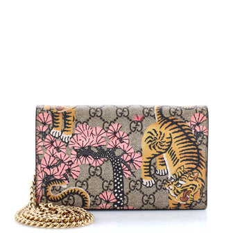 Gucci Chain Wallet Bengal Print GG Coated Canvas
