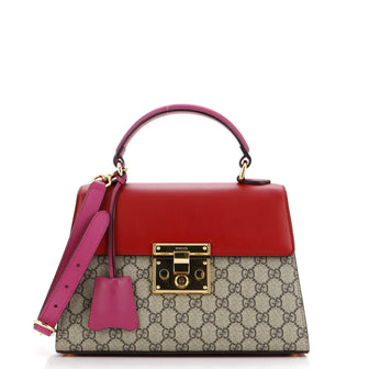 Gucci Padlock Top Handle Bag GG Coated Canvas and Leather Small