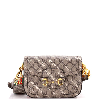 Gucci x Balenciaga The Hacker Project Horsebit 1955 Shoulder Bag GG Coated Canvas Mini
