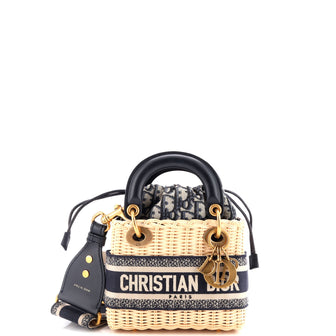 Christian Dior Lady Dior Bag Wicker and Oblique Canvas Mini