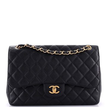 Chanel Classic Double Flap Bag Quilted Caviar Jumbo