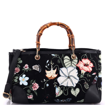 Gucci Bamboo Shopper Tote Flora Canvas Medium