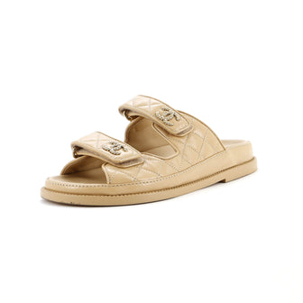Chanel Women's Velcro Dad Sandals Quilted Leather