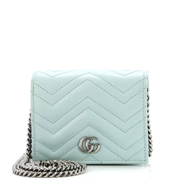 Gucci GG Marmont Card Case on Chain Matelasse Leather