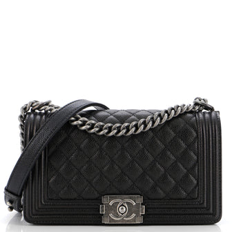 Chanel Boy Flap Bag Quilted Caviar Old Medium