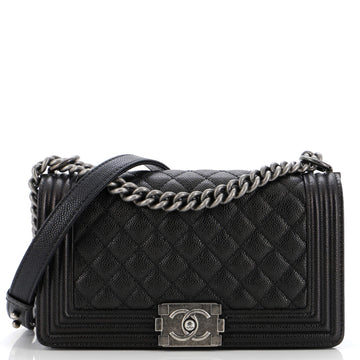 Chanel Boy Flap Bag Quilted Caviar Old Medium