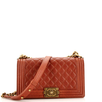 Chanel Boy Flap Bag Quilted Caviar Old Medium