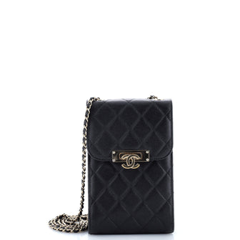 Chanel Golden Class Phone Holder Crossbody Bag Quilted Caviar