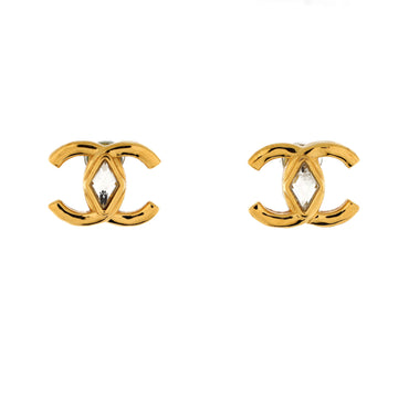 Chanel CC Marquise Stud Earrings Metal with Crystals Small