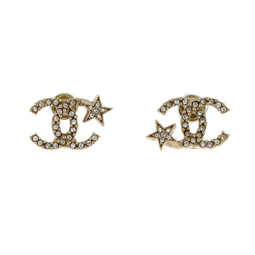 Chanel CC Asymmetrical Starfall Stud Earrings Metal and Crystals