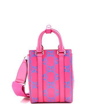 Gucci Convertible Open Tote GG Embossed Perforated Leather Mini
