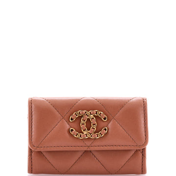 Chanel 19 Flap Card Case Quilted Leather