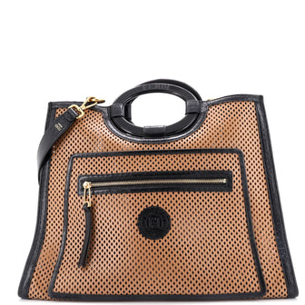 Fendi Runaway Shopper Tote Perforated Leather Large
