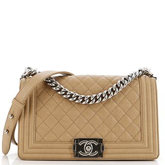 Chanel Boy Flap Bag Quilted Caviar Old Medium